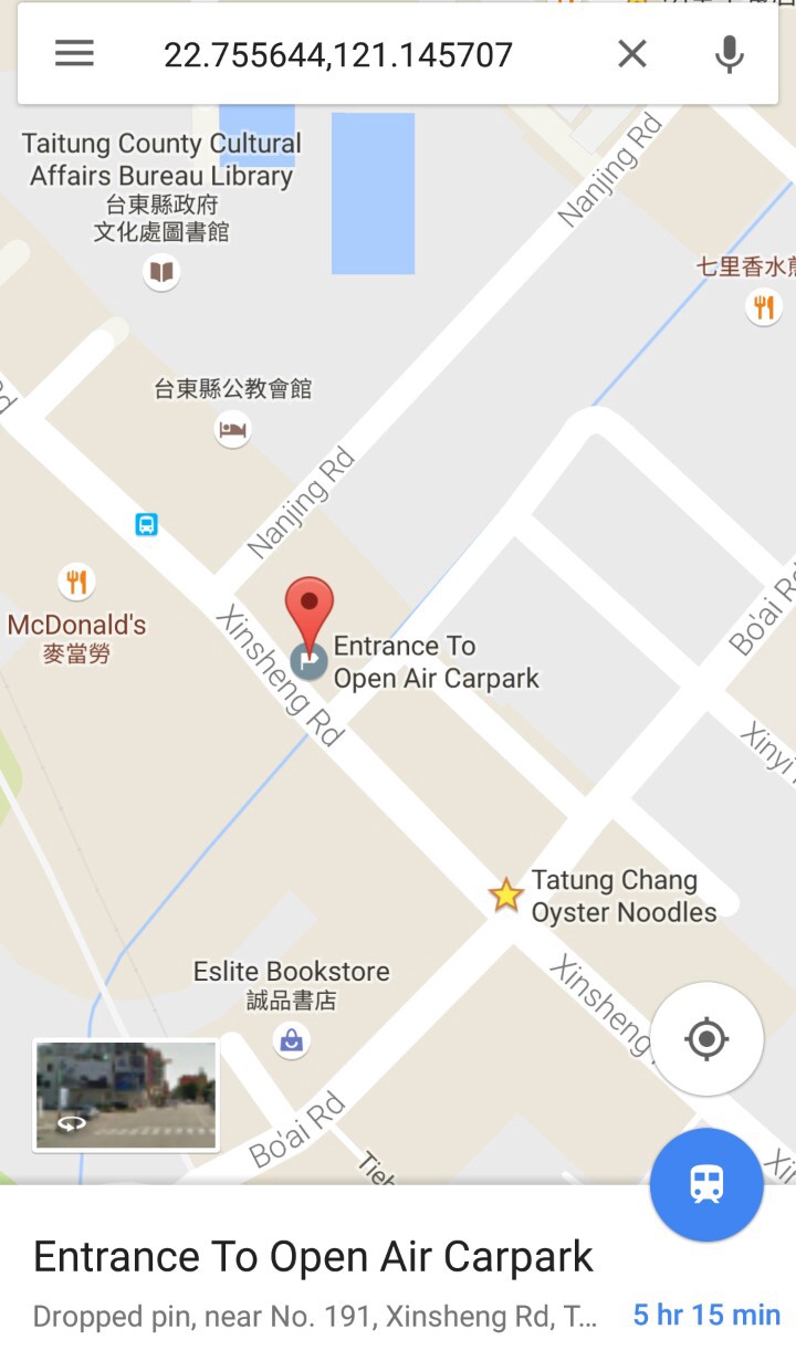 Taitung city night market parking